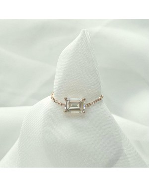 טבעת שרשרת יהלום מלבני